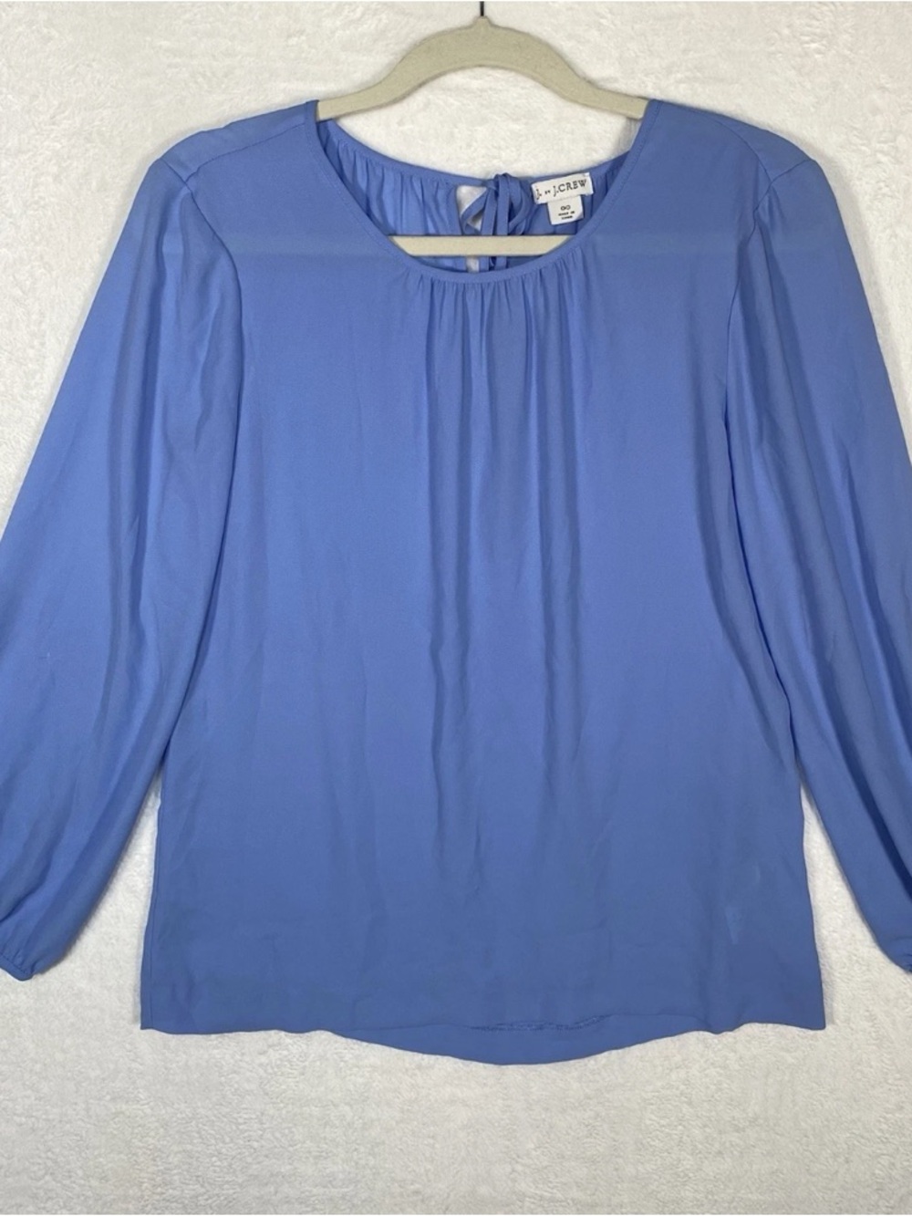 J.Crew 00 Glacial Blue Tie Back Blouse Long Sleeve Corpcore Quiet Luxury Career